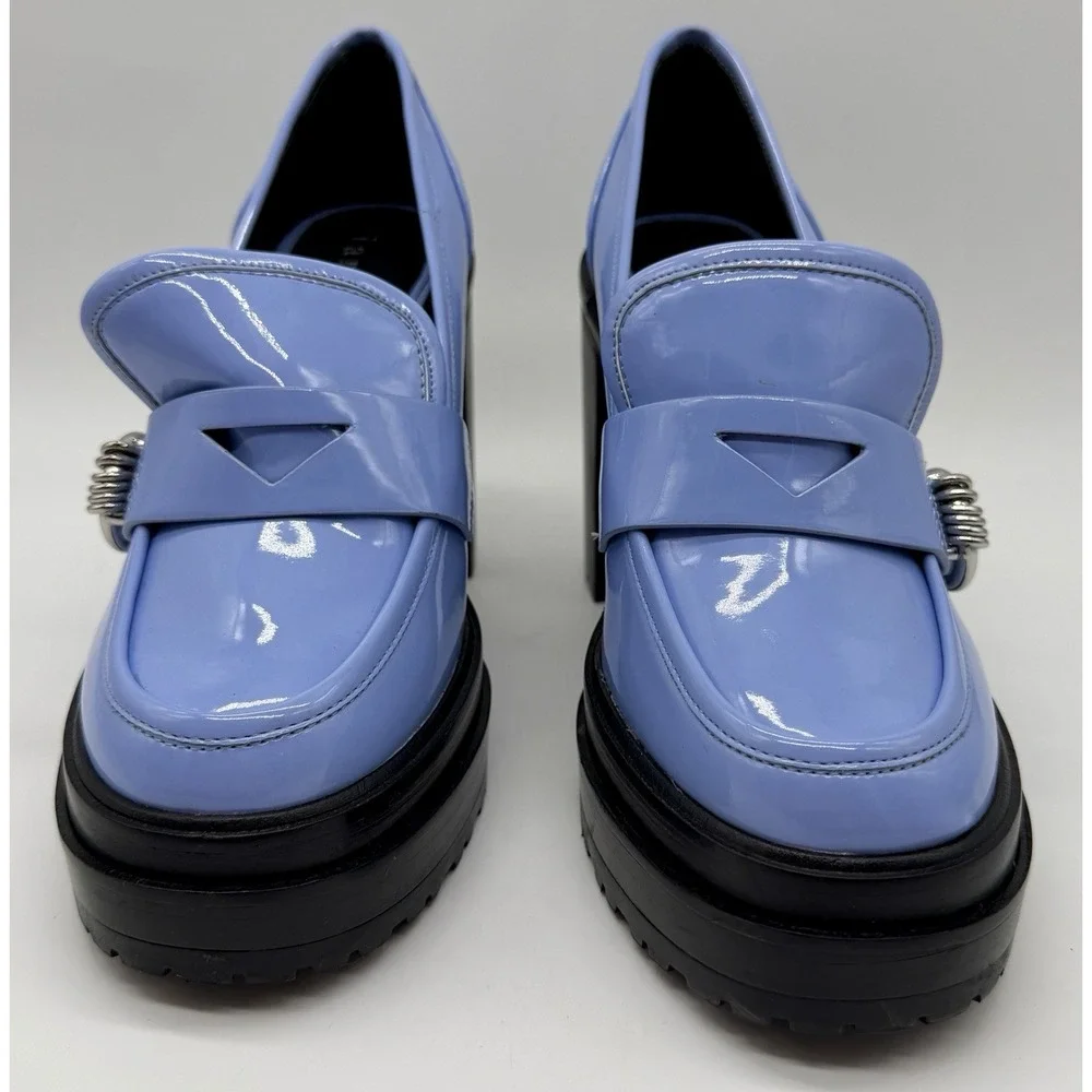 Gianni Bini Periwinkle Patent Vegan Leather Chunky Platform Loafers Y2K Goth 7.5
